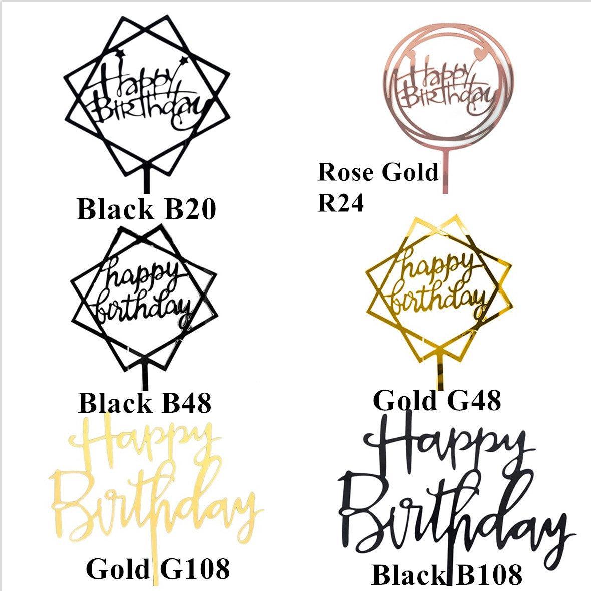 Acrylic Happy Birthday Cake Topper Party Decoration - Black B108 - view 4