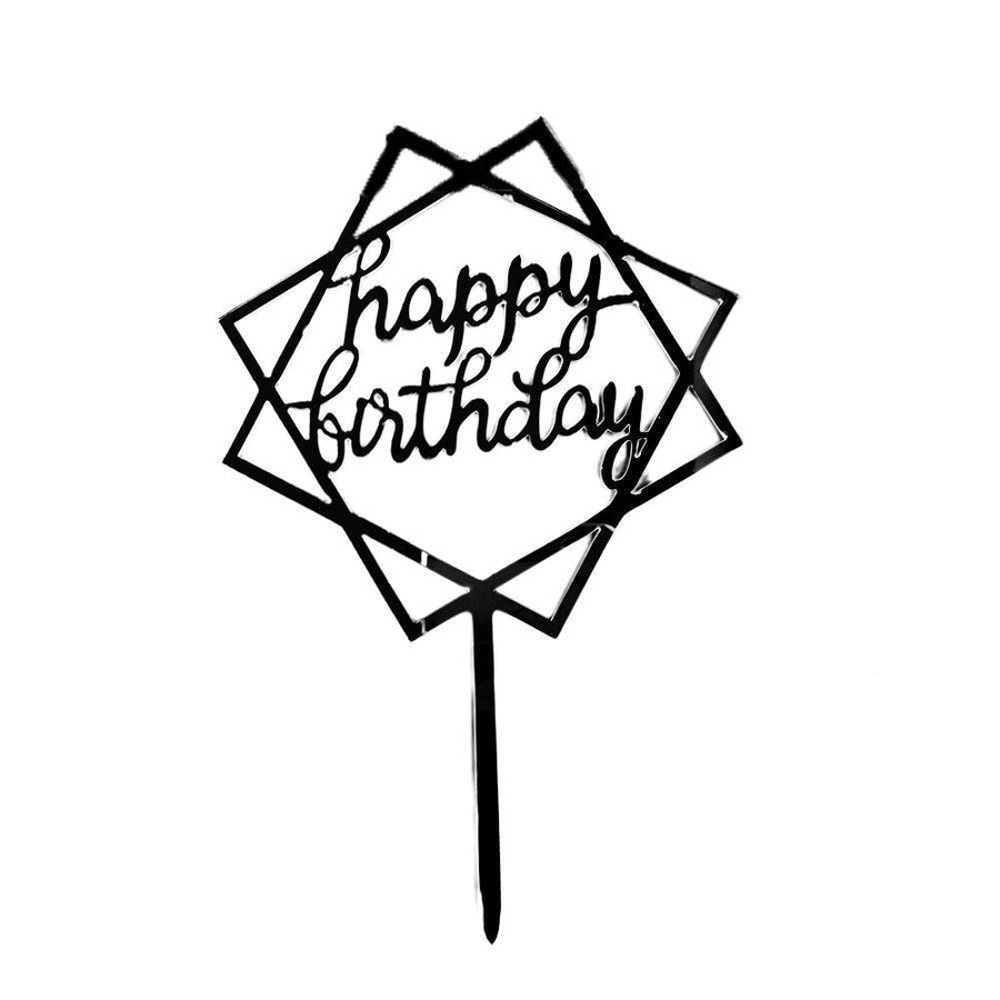 Acrylic Happy Birthday Cake Topper Party Decoration - Black B48