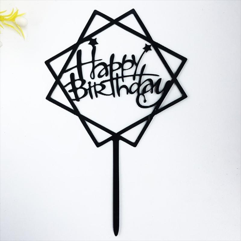Acrylic Happy Birthday Cake Topper Party Decoration - Black B48 - view 7
