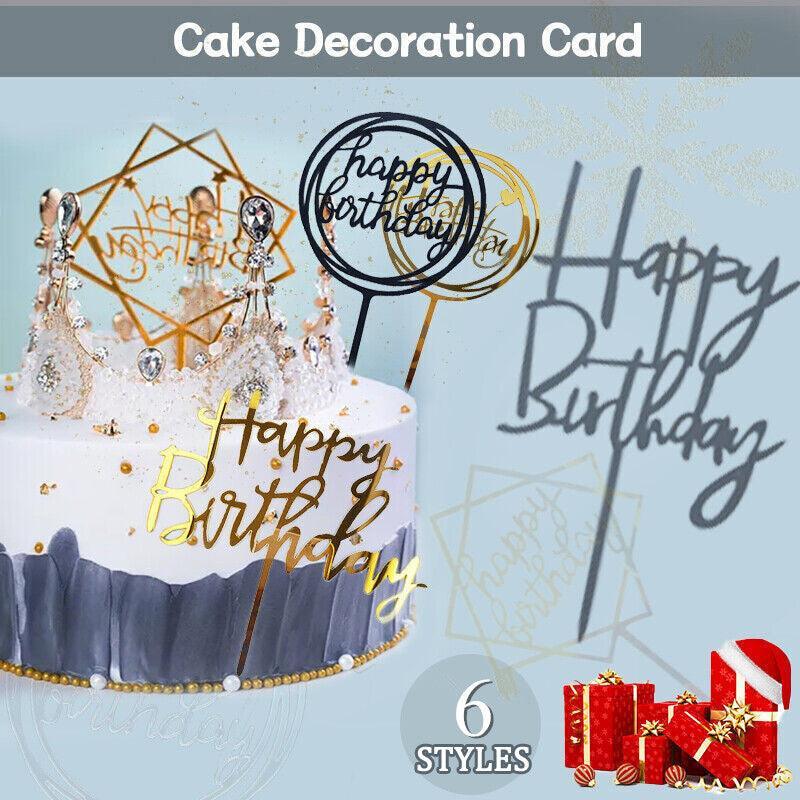 Acrylic Happy Birthday Cake Topper Party Decoration - Rose Gold R24 - view 2