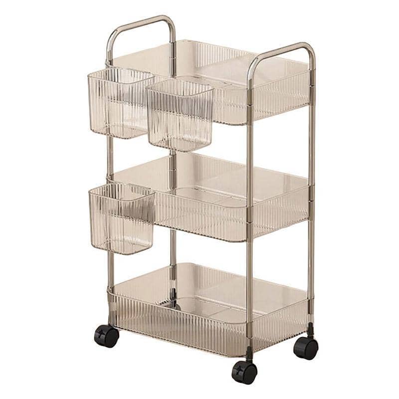 Acrylic Mobile Storage Rack with Wheels, Snack Organiser - 3 Layer