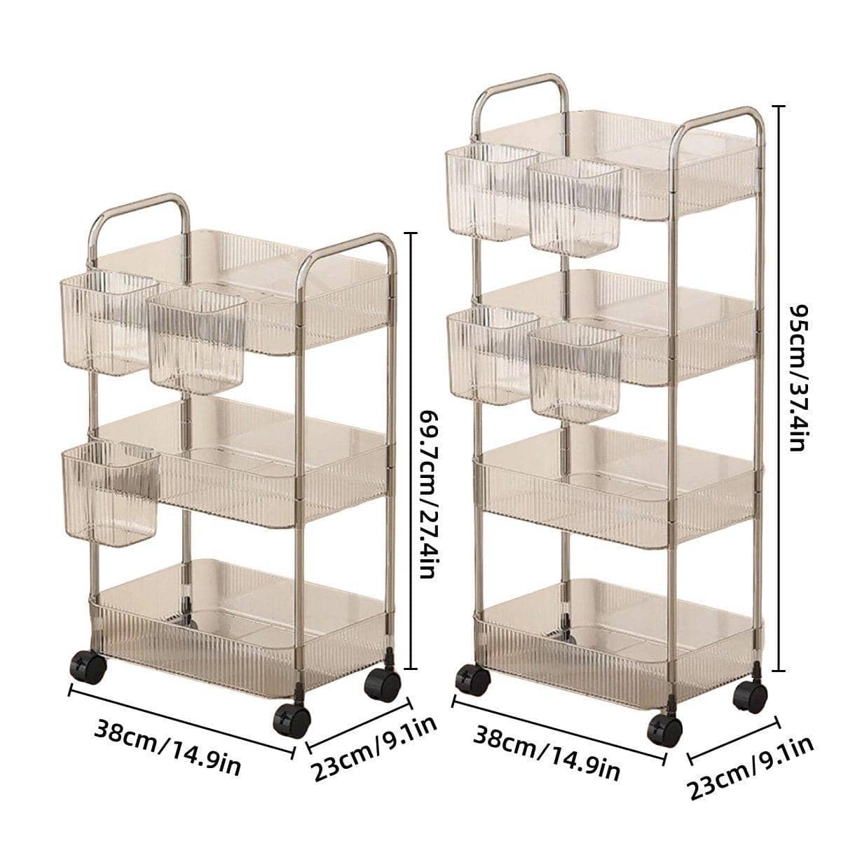 Acrylic Mobile Storage Rack with Wheels, Snack Organiser - 3 Layer - view 4