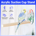 Acrylic Parrot Suction Cup Perch with Natural Pine Rod for Small and Medium Birds