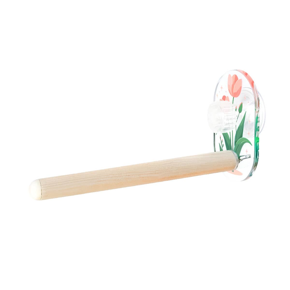 Acrylic Parrot Suction Cup Perch with Natural Pine Rod for Small and Medium Birds - view 2