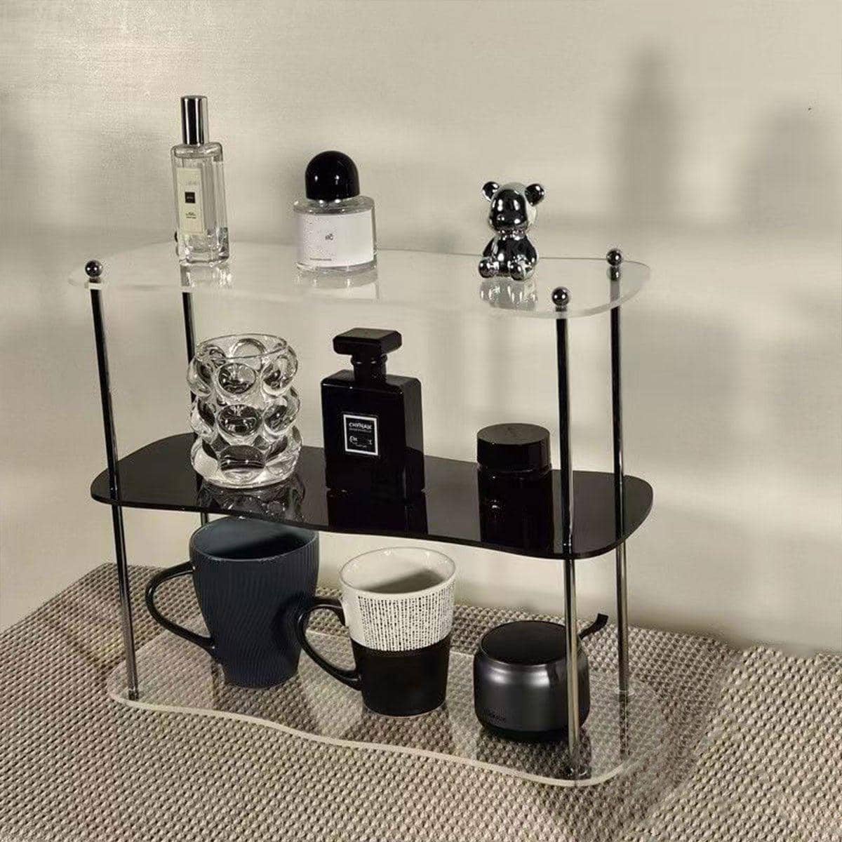 Acrylic Perfume Display Stand Desktop Organiser - Clear, Cream and Black - view 5