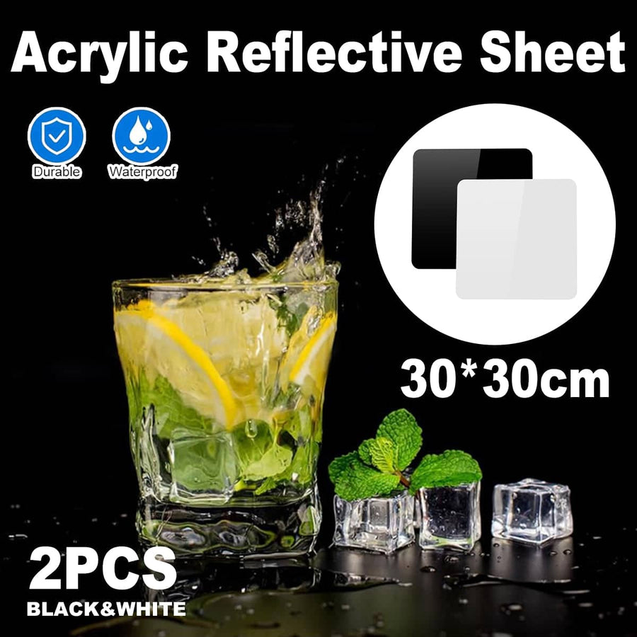 Acrylic Reflective Sheet Photography Background Boards 2 Piece Set Black and White