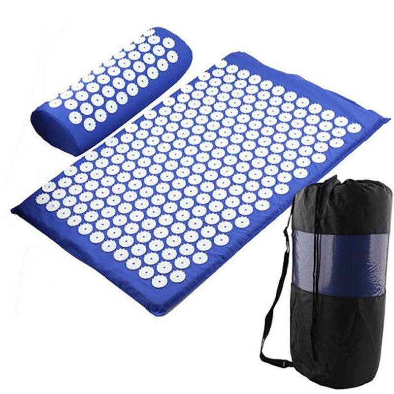 Acupressure Mat and Pillow Set with Carry Bag - Blue