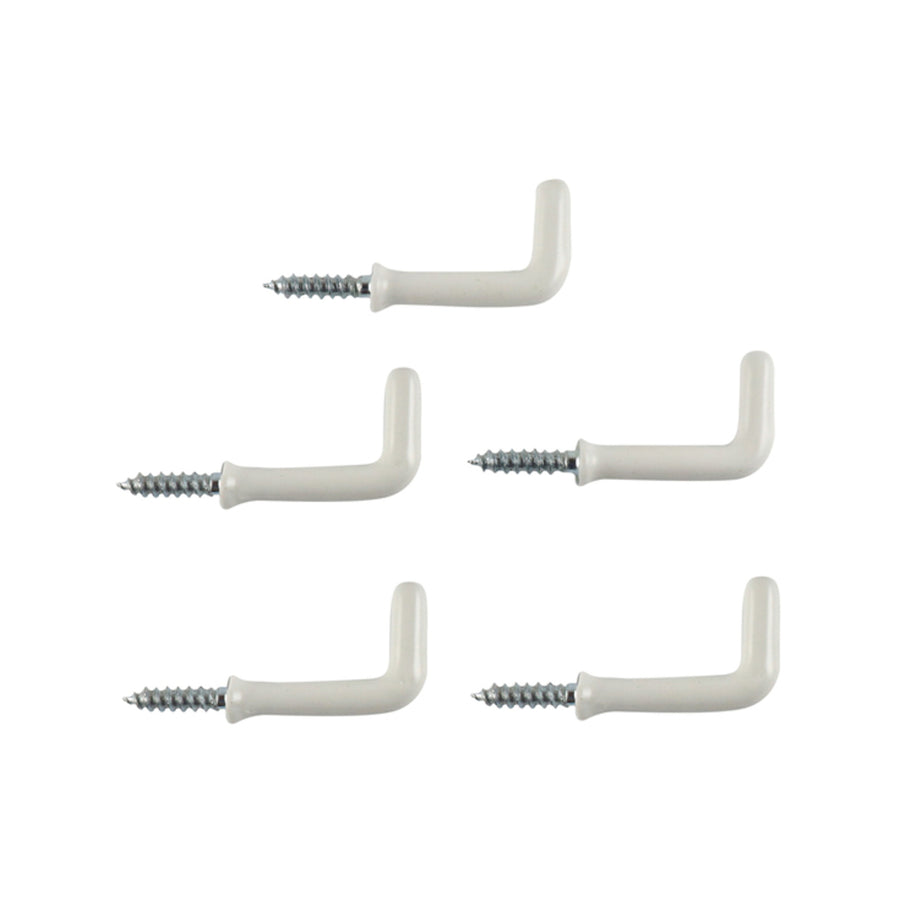 Everhang 25mm White PVC Coated Steel Square Hook - 5 Pack