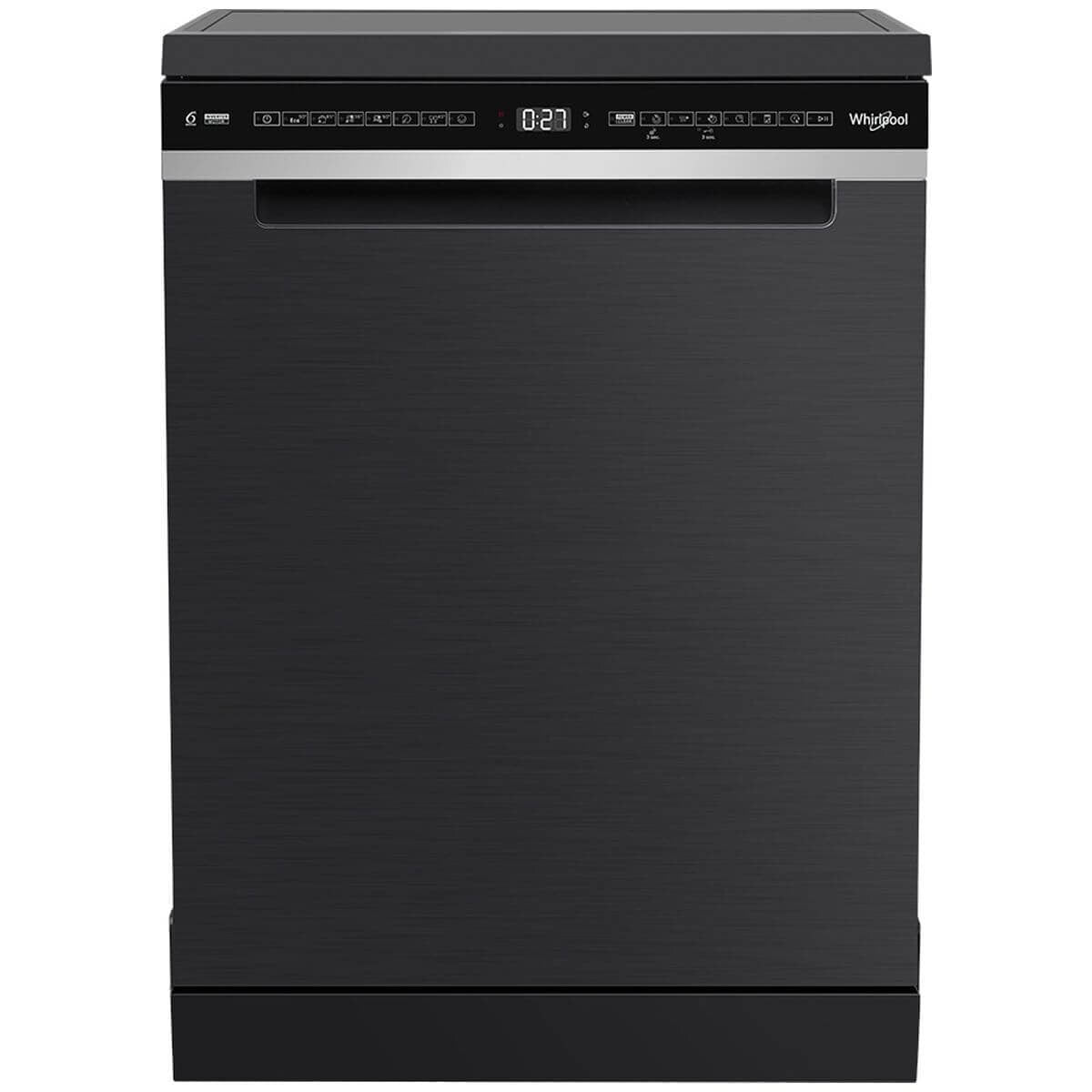 Whirlpool 60cm MaxiTub Freestanding Dishwasher - 15 Place Settings, Black Stainless Steel - WDFS3L5PBSAU