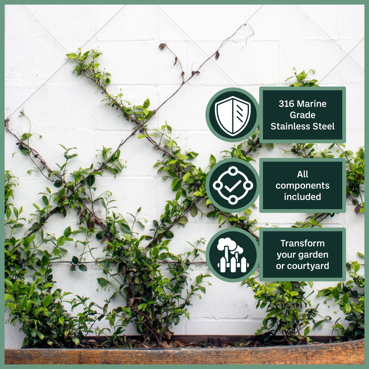 Garden Zen 5m Tensioned Wire Wall Plant Trainer Kit - Stainless Steel - Durable Support - SuperSaverAU - view 4