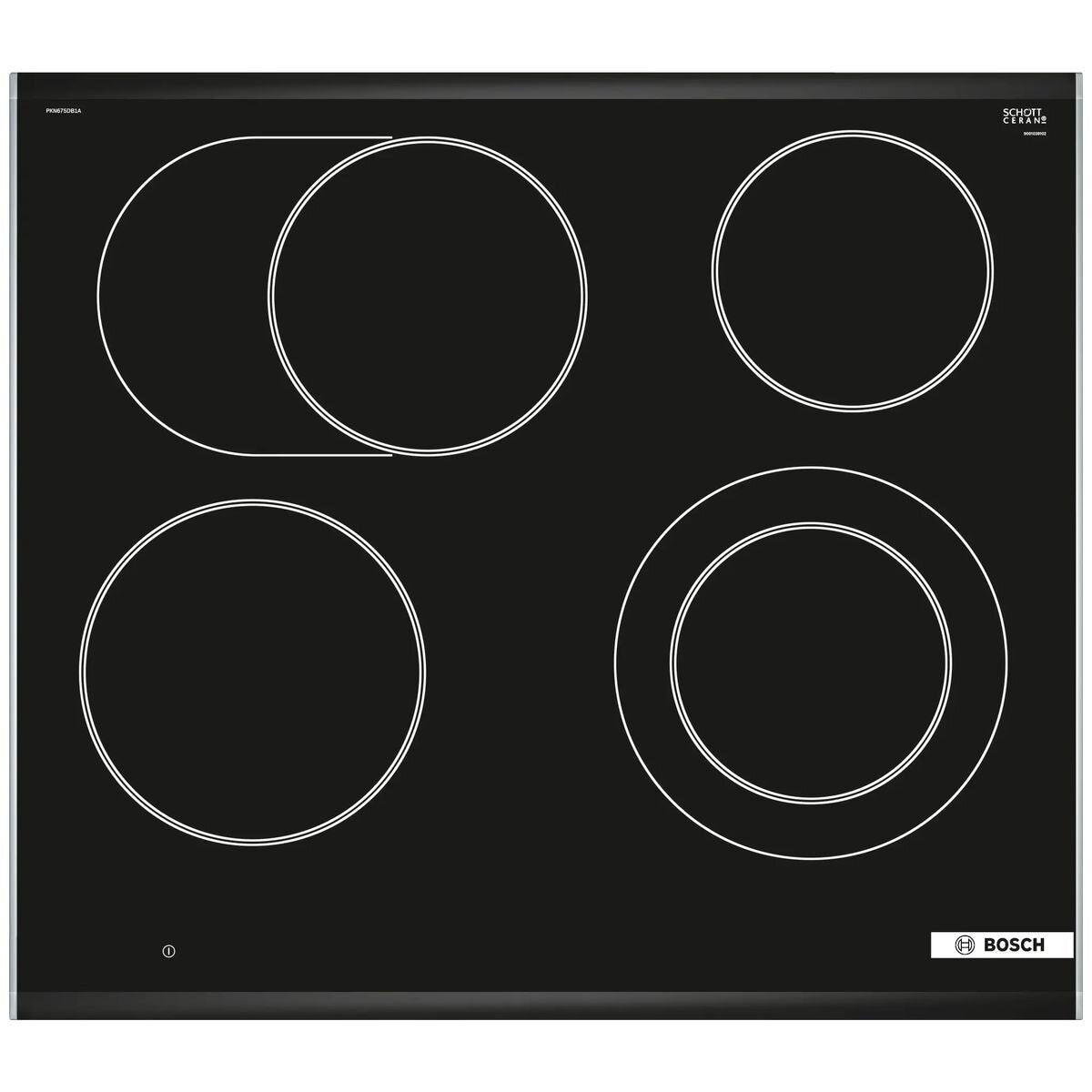 Bosch 60cm Series 8 Ceramic Cooktop - Black, 4 Zones, DirectSelect Premium, Dual-Ring Zones - PKN675DB1A