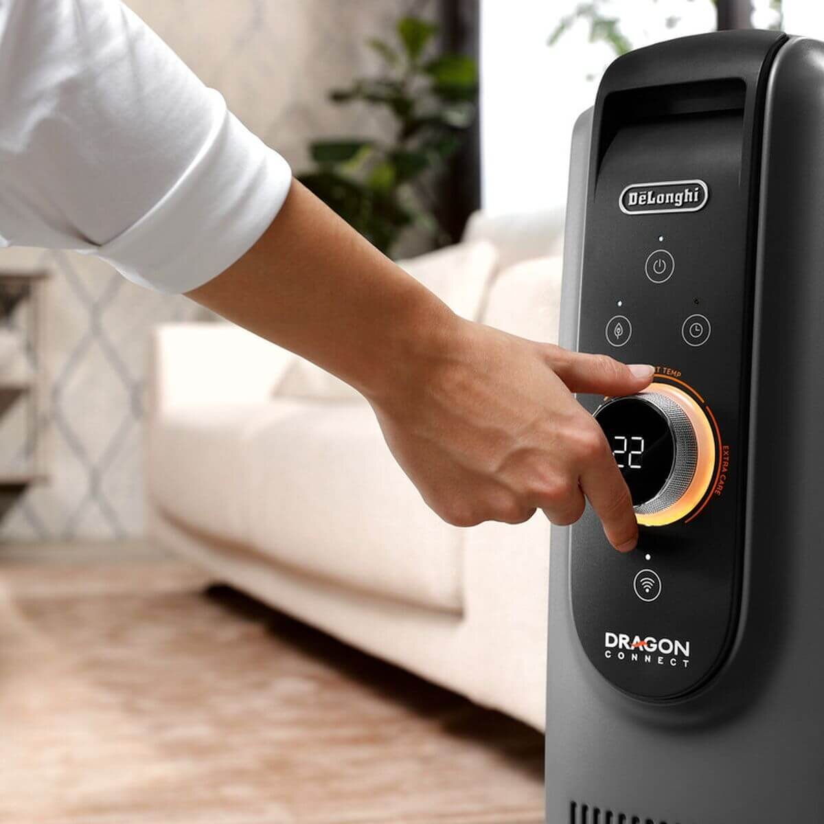 DeLonghi Dragon 5 Pro 2400W Oil Column Heater - Grey - WiFi App Connectivity - TRD51024WIFI