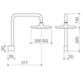 Luna Fixed Overhead Shower - 200mm - Brass - Chrome Finish - SuperSaverAU - view 2