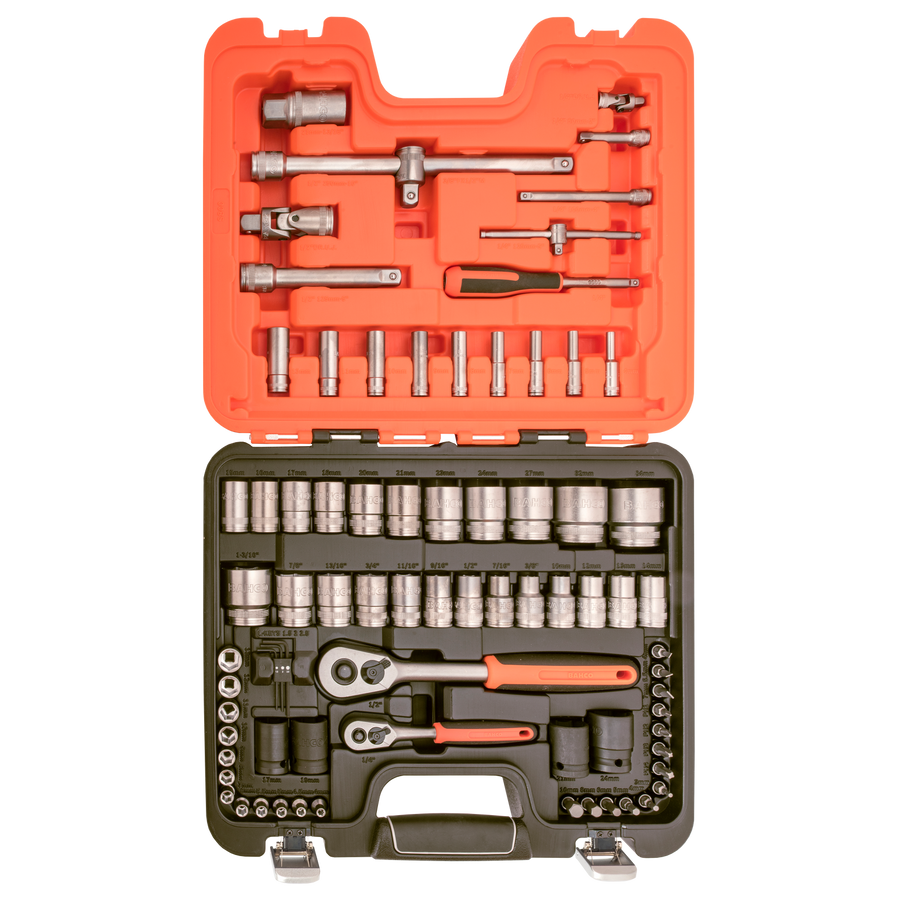 Bahco 1/4" and 1/2" Square Drive Socket Set 25 Piece with Case