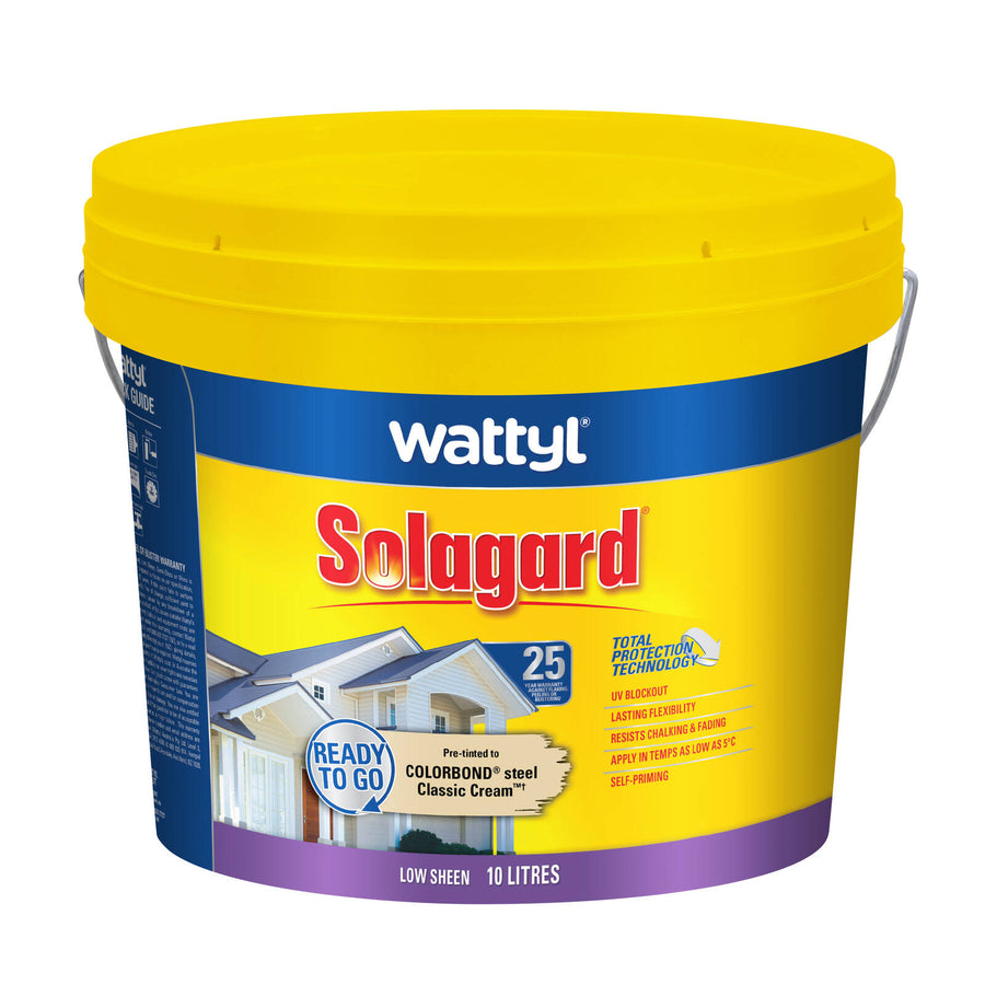 Wattyl Solagard 10L Classic Cream Low Sheen Pre-Tinted Exterior Paint