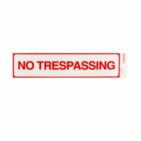 Sandleford Self Adhesive No Trespassing Sign - 245mm x 58mm - Red/White - SuperSaverAU - view 1