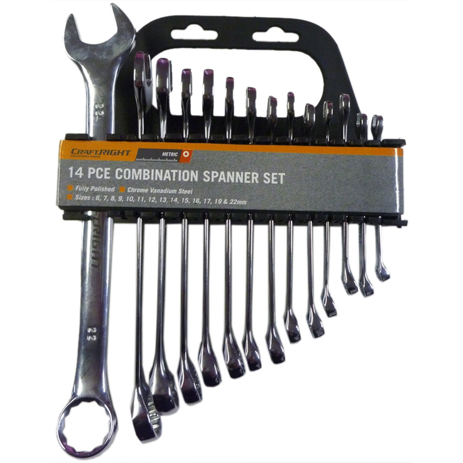 Craftright 14 Piece Spanner Set - Chrome Vanadium Steel - Durable Design - SuperSaverAU - view 1
