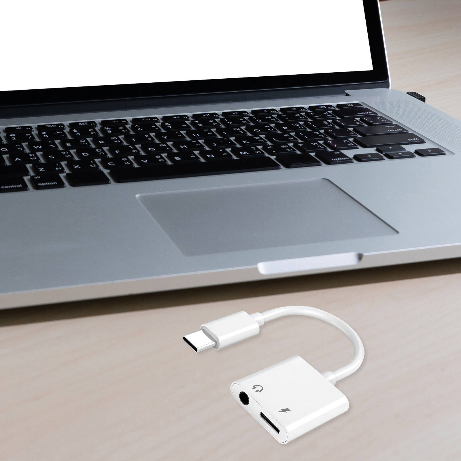 Antsig 60W USB-C Audio Adapter AP5761 - White, Headphones Plus USB-C Charging