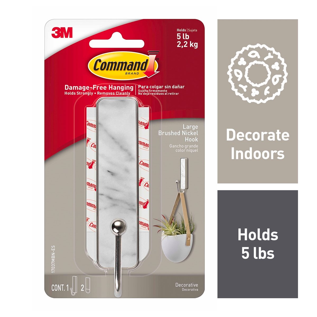 Command Adhesive Hook - Large - Marble Finish - Damage-Free Hanging - SuperSaverAU - view 2