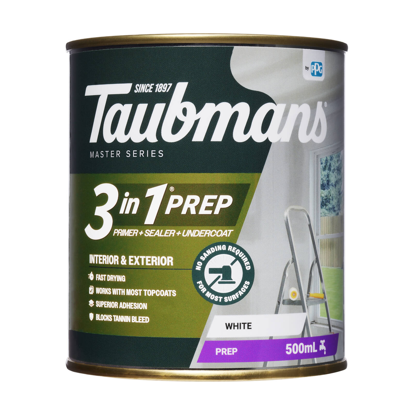 Taubmans 3 In 1 White Flat Water Based Interior & Exterior Primer Undercoat Sealer 500ml