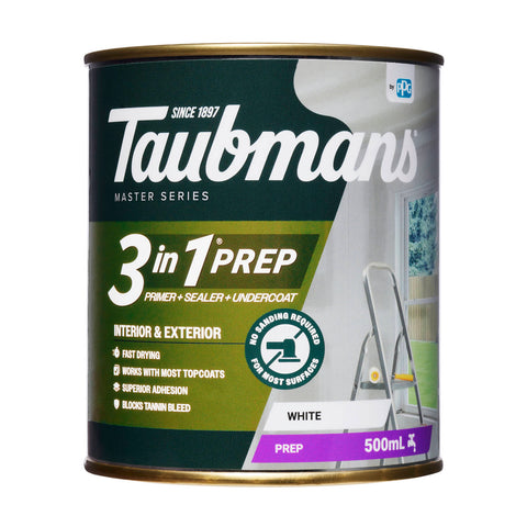Taubmans 3 In 1 White Flat Water Based Interior & Exterior Primer Undercoat Sealer 500ml