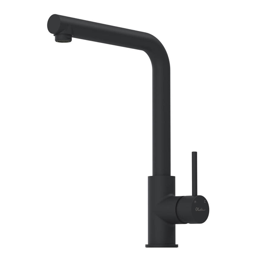 Oliveri Venice right angle mixer tap - Black finish, WELS 5 Star, 5.5L per minute, 10 year warranty - VE570MB