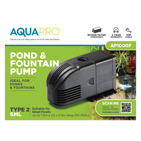 Aquapro AP1000F Pond and Fountain Pump - 36W Submersible, Outdoor