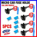 Add-A-Circuit Low Profile Fuse Tap Holders for 12V Cars - Pack of 5 with 15A Fuses