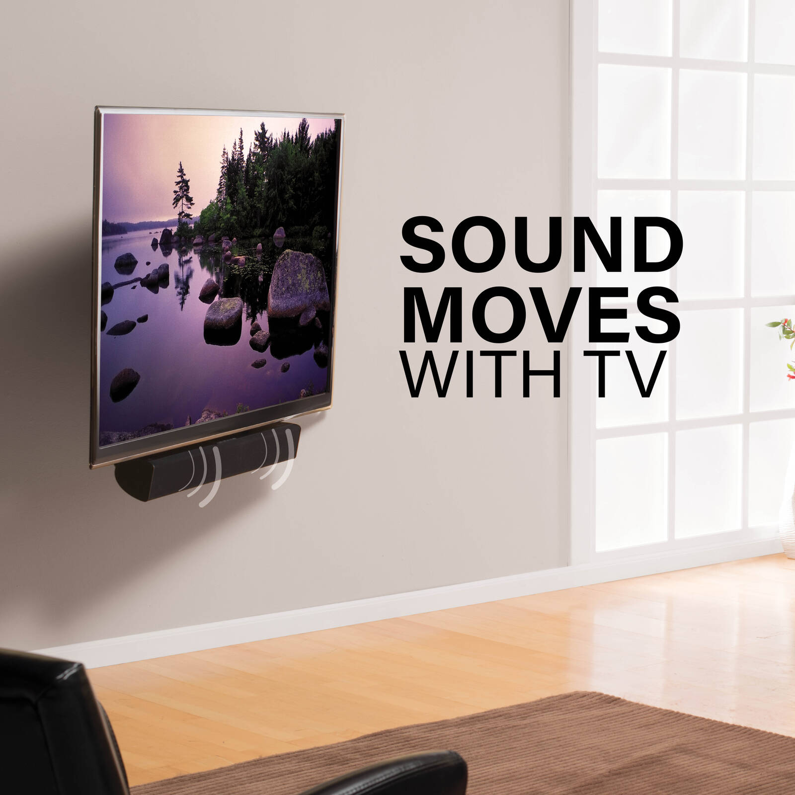 Sanus Soundbar Wall Mount, Holds Soundbars Up to 6.8kg, Horizontal, Hardware Included