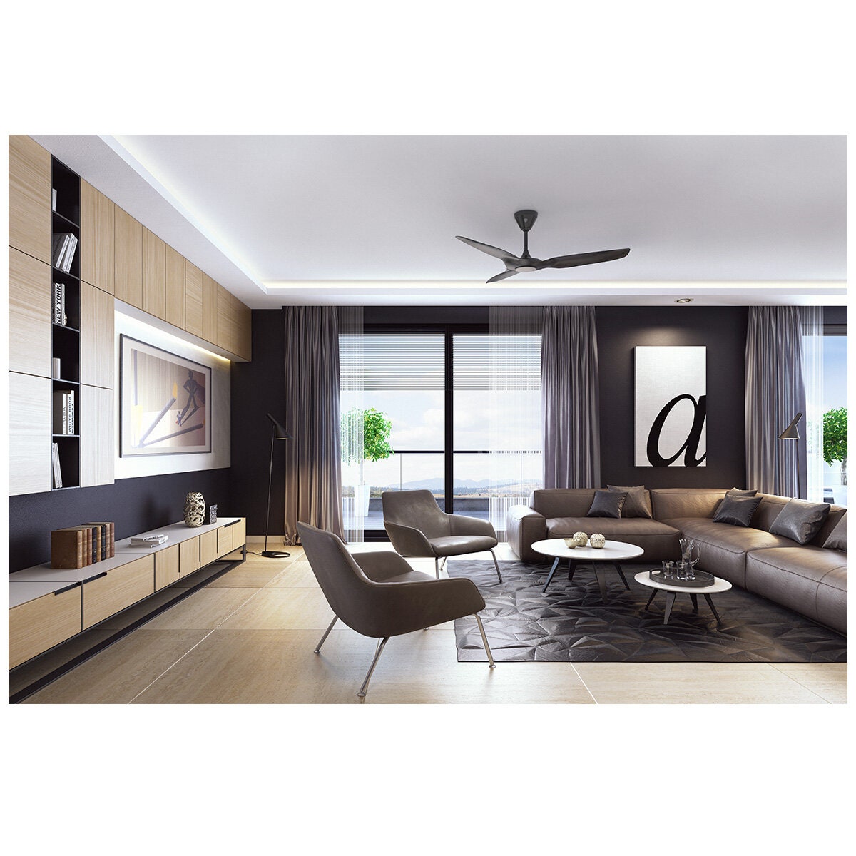 Big Ass Fans Haiku L 52 Inch Black Ceiling Fan - 1595mm Drop Tube, 7 Speeds - HAIKULBL521595MMLED