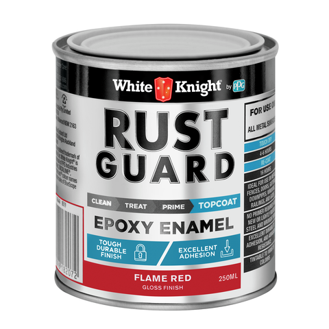 White Knight Rust Guard 250ml Flame Red Gloss Epoxy Enamel Paint