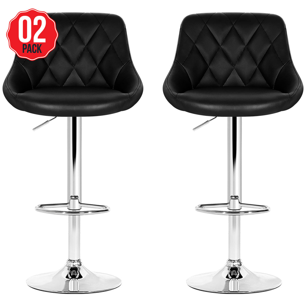 Artiss Black Gaslift Swivel Barstool 2 Pack - SuperSaverAU - view 1