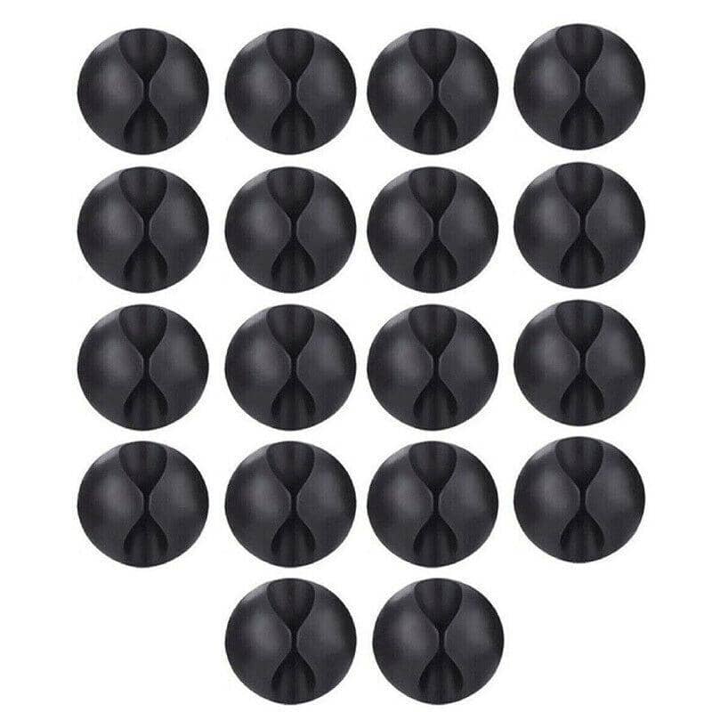 Adhesive Cable Clips Cord Organiser, Black - Pack of 18