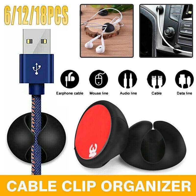 Adhesive Cable Clips Cord Organiser, Black - Pack of 18 - view 2