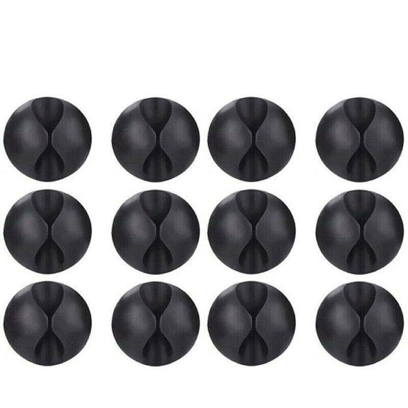 Adhesive Cable Clips Cord Organiser, PVC Wire Holder - Pack of 12
