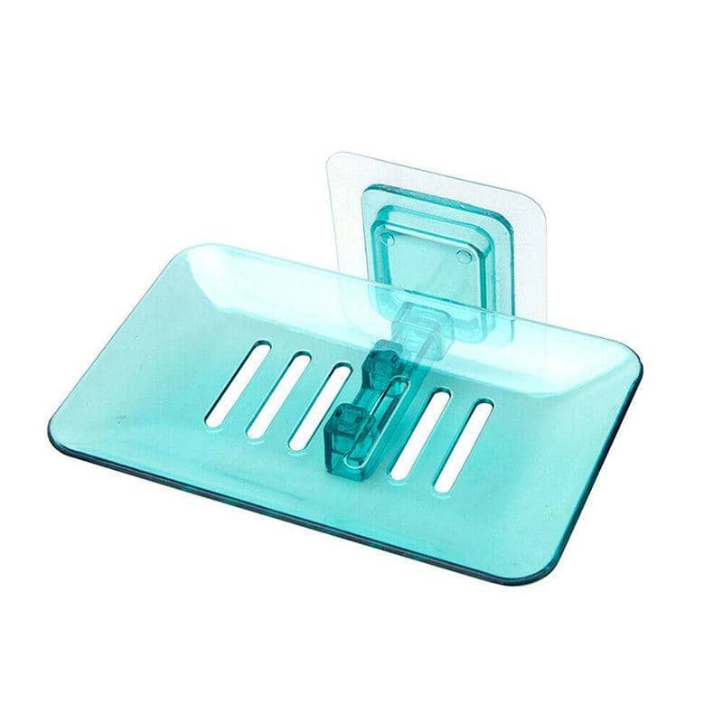 Adhesive Wall Mounted Soap Dish with Drain Slots - Teal
