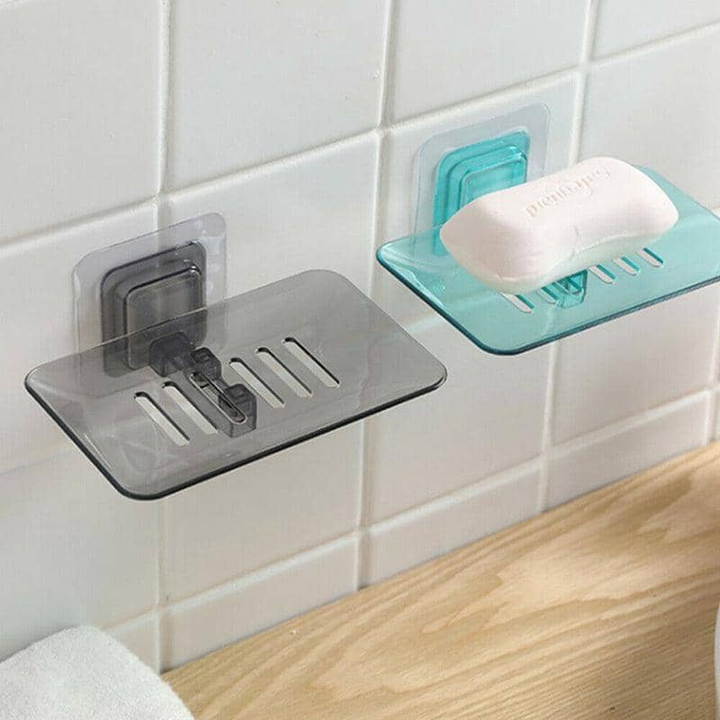 Adhesive Wall Mounted Soap Dish with Drain Slots - Teal - view 2