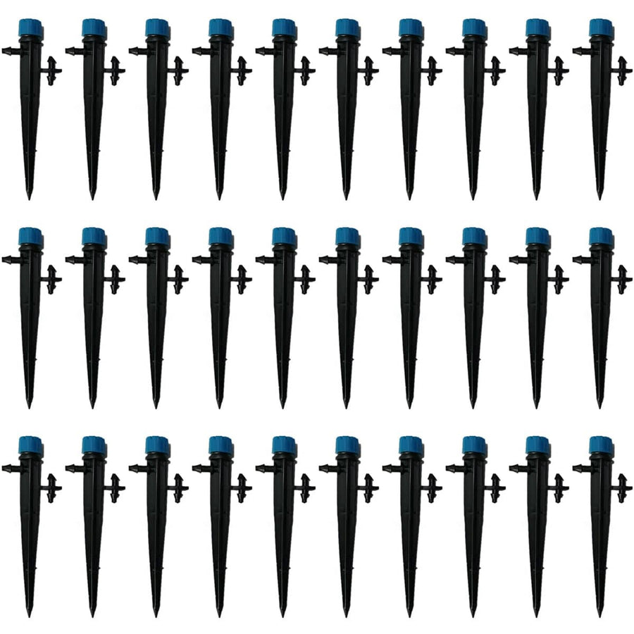 Adjustable 8-Hole Garden Dripper with Ground Stake, Pack of 50 - Blue