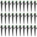 Adjustable 8-Hole Garden Dripper with Ground Stake, Pack of 50 - Green