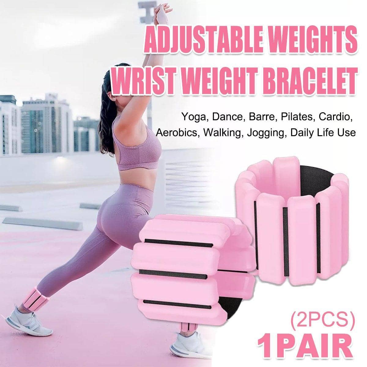 Adjustable Ankle and Wrist Weights Set of 2, Silicone Fitness Training Bracelets