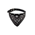Adjustable Bandana Pet Collar with Bell, 24-28 cm - Black