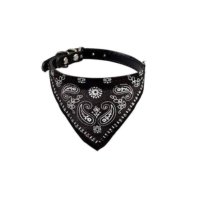 Adjustable Bandana Pet Collar with Bell, 24-28 cm - Black