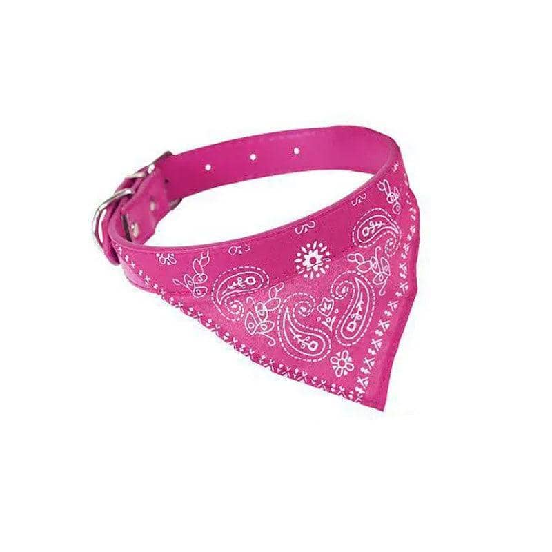 Adjustable Bandana Pet Collar with Bell, 24-28 cm - Rose Red