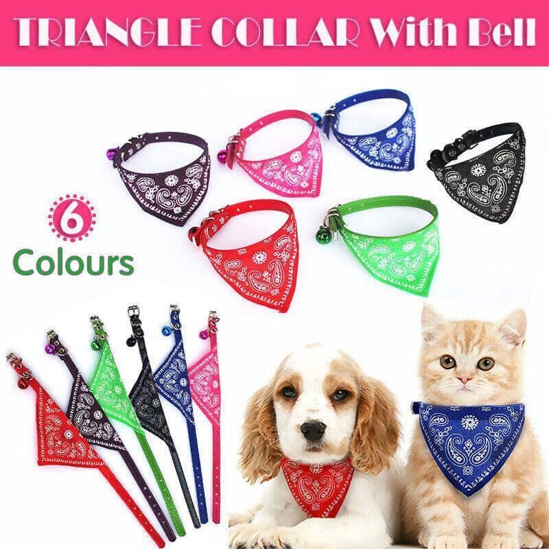 Adjustable Bandana Pet Collar with Bell, 24-28 cm - Rose Red - view 2