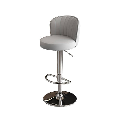 Adjustable Bar Stool with PU Leather Seat and Armrests - Grey
