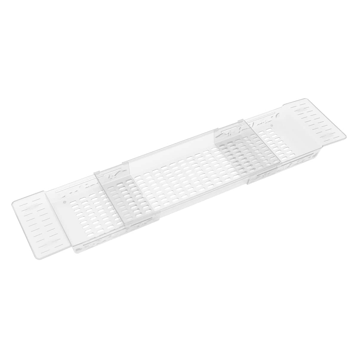 Adjustable Bath Tub Storage Shelf with Drainage for Bathroom Organiser - Clear