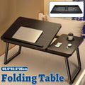 Adjustable Bedside Table with Folding Tilting Desktop, Black