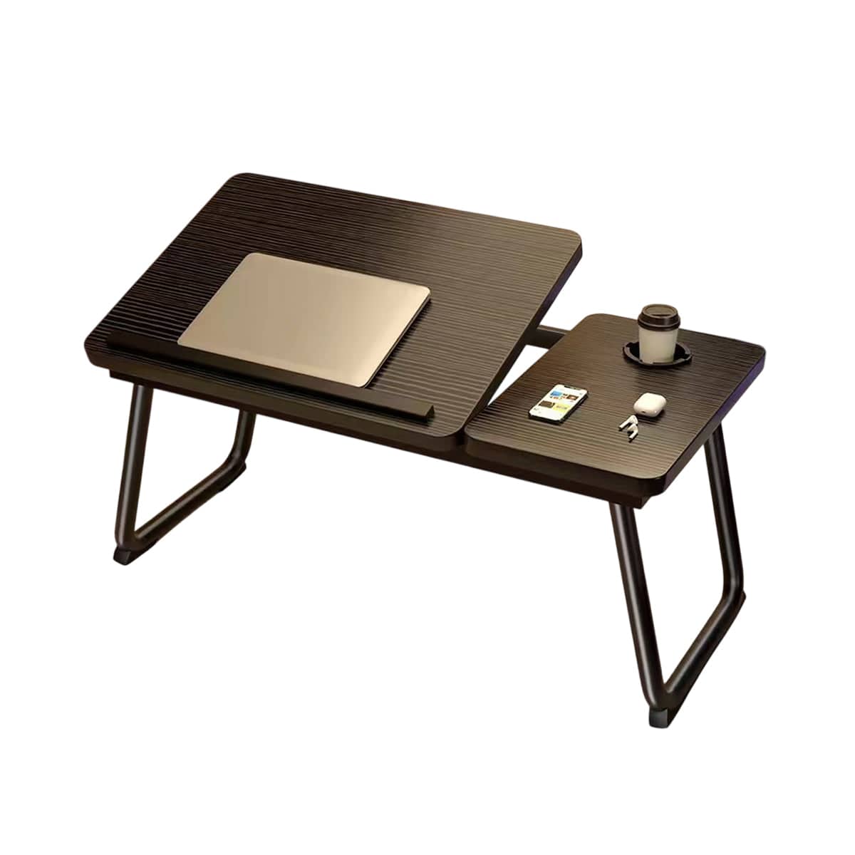 Adjustable Bedside Table with Folding Tilting Desktop, Black - view 2