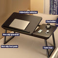 Adjustable Bedside Table with Folding Tilting Desktop, Black - view 5