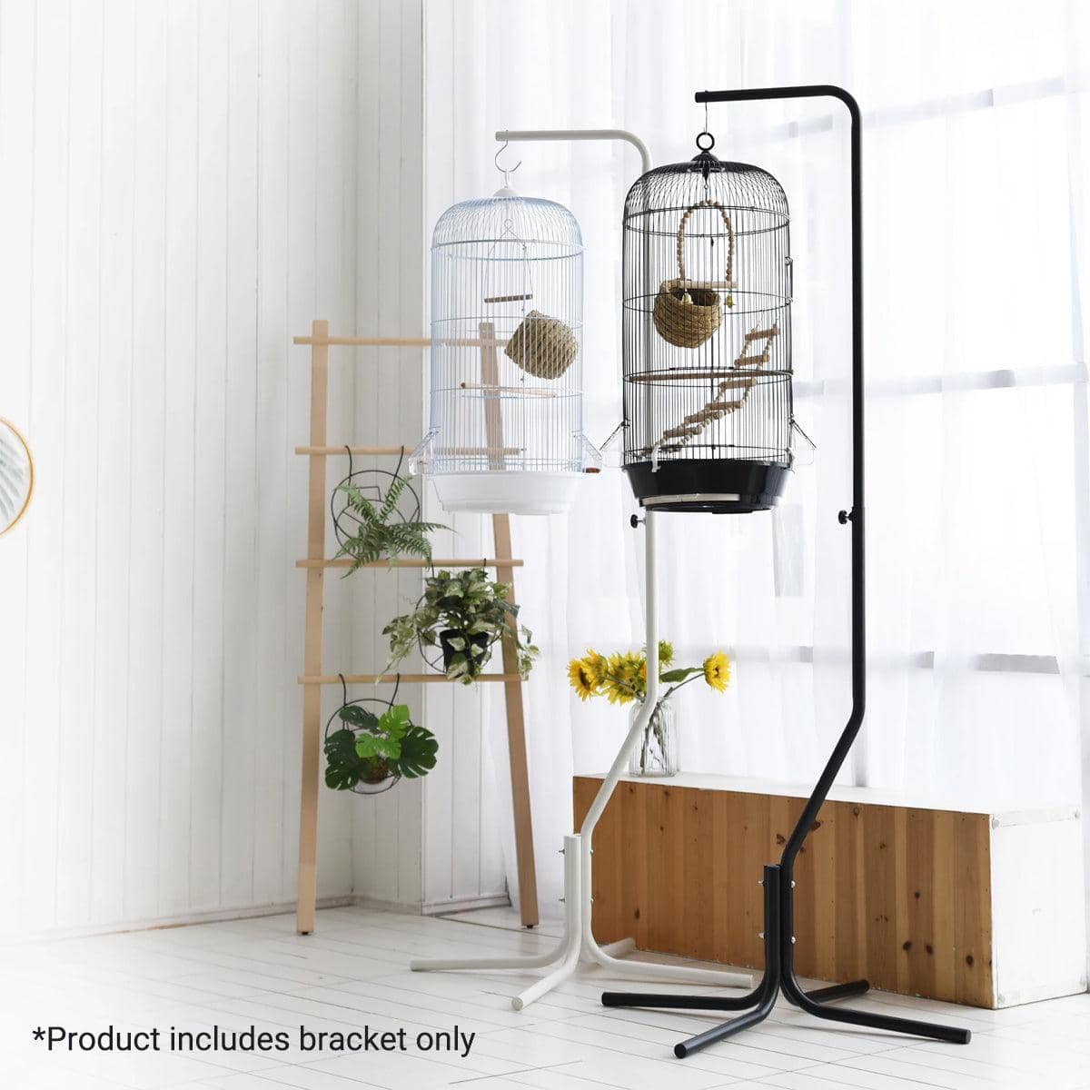 Adjustable Birdcage Stand with Rotating Hook, 153-170 cm - White - view 5